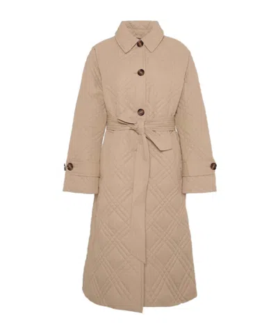 Barbour Mariah Quilted Trench Coat In Nude