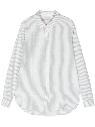 Barbour Marine Striped Linen Shirt In White