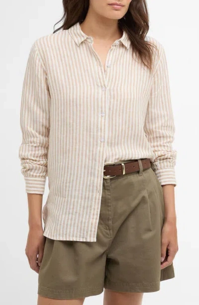 Barbour Marine Linen Button-up Shirt In Neutral