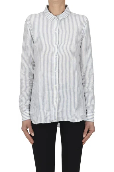 Barbour Marine Striped Linen Shirt In Blue