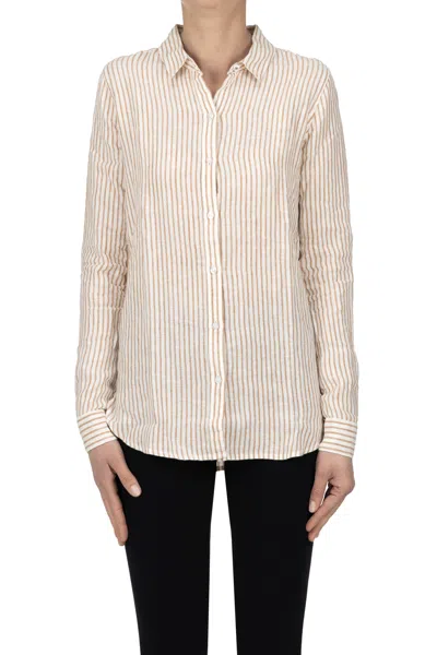 Barbour Marine Striped Linen Shirt In Neutral