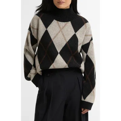 Barbour Marlow Argyle Wool Blend Funnel Neck Sweater In Multi
