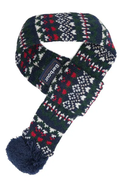Barbour Marlow Fair Isle Dog Scarf In Navy Festive