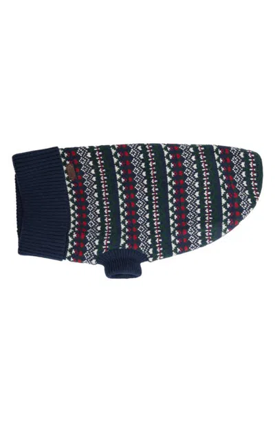 Barbour Marlow Fair Isle Dog Sweater In Navy Festive