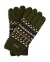 Barbour Marlow Fair Isle Wool-blend Knit Gloves In Green
