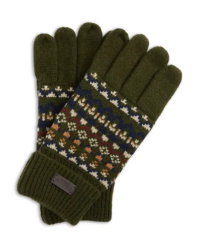 Barbour Marlow Fair Isle Knitted Gloves In Green