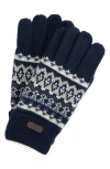 Barbour Marlow Fair Isle Wool-blend Knit Gloves In Blue