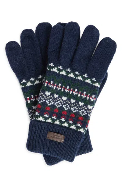 Barbour Marlow Fair Isle Wool-blend Knit Gloves In Blue