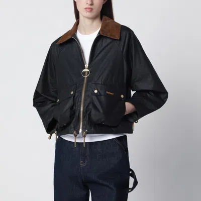 Barbour Marron Jacket Green In Waxed Cotton In Black