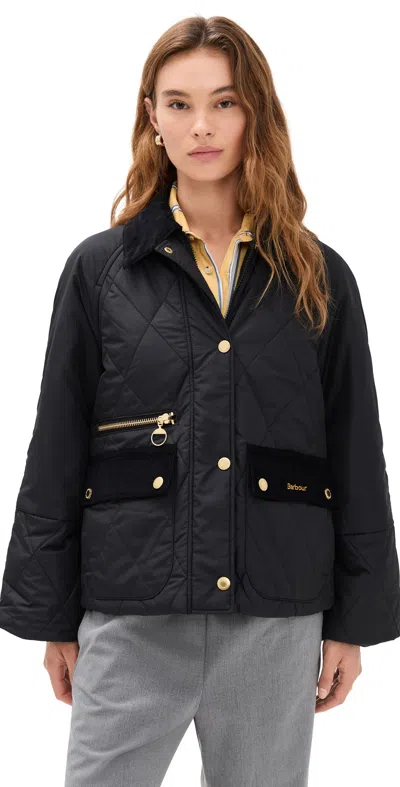 Barbour Martha Quilted Jacket Black/classic Tartan In Blue