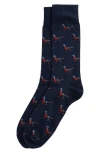 Barbour Mavin Dog Cotton Blend Crew Socks In Blue