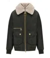 Barbour Womens Archive Olive Maxine Faux-fur-collar Waxed-cotton Jacket In Green