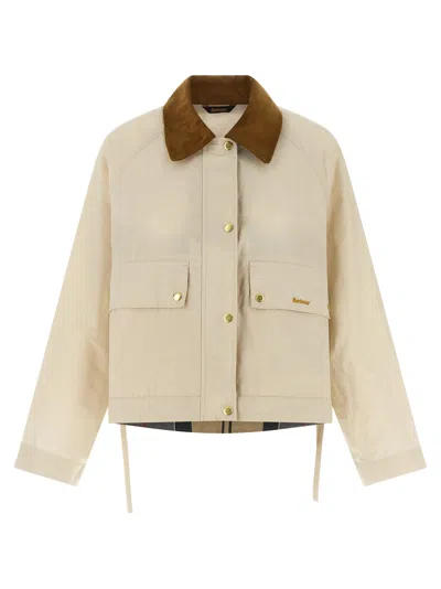 Barbour Medland Ribbed-collar Flap-pockets Jacket In Neutral