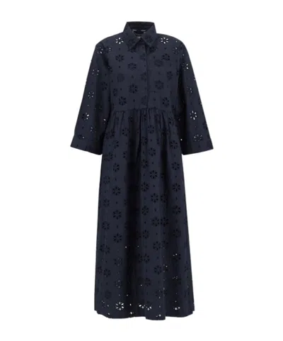 Barbour Melissa Broderie Anglaise Midi Dress In Blue