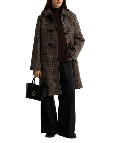 Barbour Melody Check Wool Duffle Coat In Brown