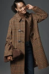 Barbour Melody Houndstooth Check Wool Blend Duffle Coat In Brown