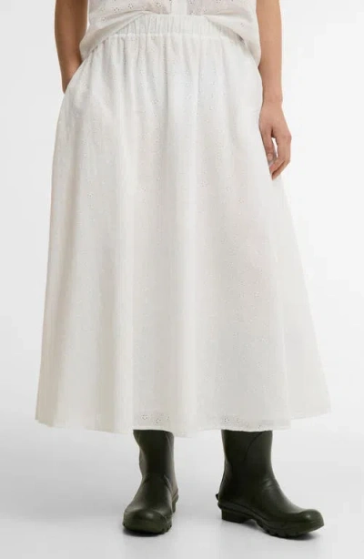 Barbour Melody Cotton Blend Eyelet Skirt In White