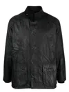 Barbour Faux-leather Snap-button Jacket In Black