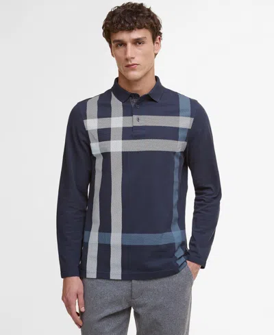Barbour Men's Blaine Tailored-fit Tartan Long-sleeve Polo Shirt In Blue
