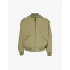 BARBOUR BARBOUR MEN'S BLEACHED OLIVE BRAND-EMBROIDERED BOXY-FIT RECYCLED-POLYAMIDE BOMBER JACKET