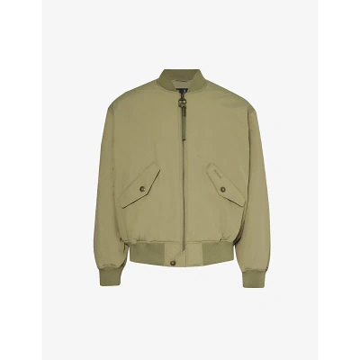Barbour Mens Bleached Olive Brand-embroidered Boxy-fit Recycled-polyamide Bomber Jacket