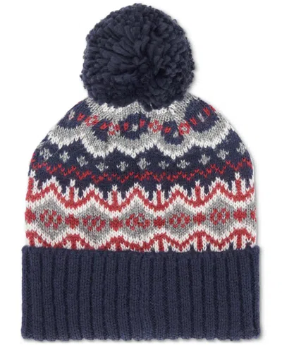 Barbour Men's Case Fair Isle Pom-pom Beanie In Blue Grani