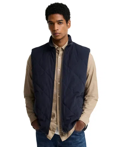 Barbour Men's Corden Quilted Tartan-trim Vest In Blue