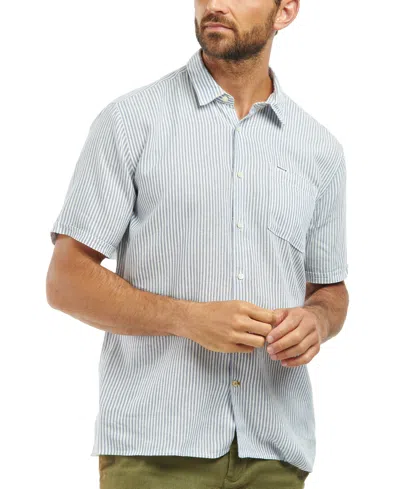 BARBOUR MEN'S DEERPARK LINEN SHORT SLEEVE STRIPED BUTTON-FRONT SHIRT