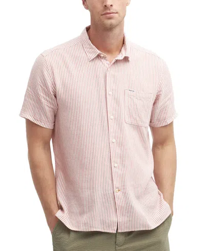 BARBOUR MEN'S DEERPARK LINEN SHORT SLEEVE STRIPED BUTTON-FRONT SHIRT