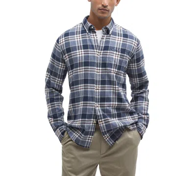 Barbour Fallbay Mens Tailored Fit Check Shirt In Navy