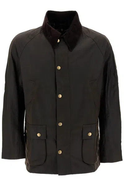 Barbour Men's Green Wax Jacket With Raglan Sleeves And Tartan Lining