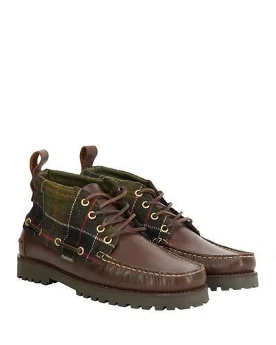 Barbour Men's Harle Tartan Mid Leather Chukka Boots In Brown