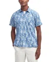 Barbour Ives Regular Fit Leaf Print Short Sleeve Cotton Button-up Shirt In Blue