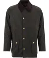 Barbour Ashby Corduroy Collar Water Resistant Waxed Cotton Jacket In Green