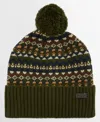 Barbour Marlow Fair Isle Pom Beanie Hat In Green