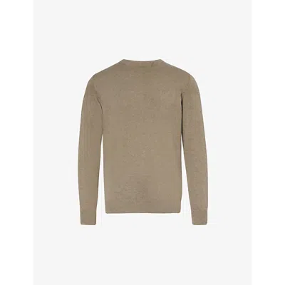 Barbour Mens Military Brown Crewneck Regular-fit Wool And Cashmere-blend Jumper