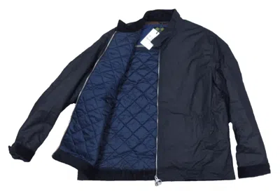 Pre-owned Barbour Men's Navy Harrington Waxed Cotton Jacket $350 In Blue