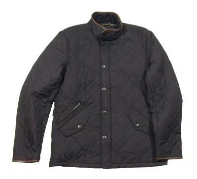 Pre-owned Barbour Men's Navy Powell Quilted Regular Fit Full Zip Jacket $300 In Blue
