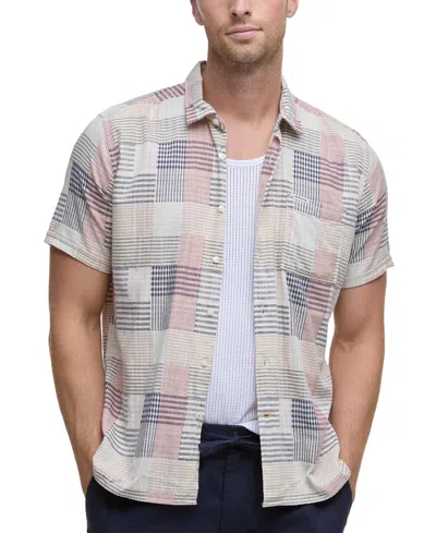 Barbour Men's Oakshore Short Sleeve Patchwork Button-front Shirt In Gray