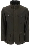 Barbour Olive Solid Mandarin Collar Jacket In Green