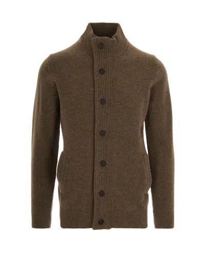 Barbour Men's Ribbed Knit Button-front Cardigan In Dark Stone