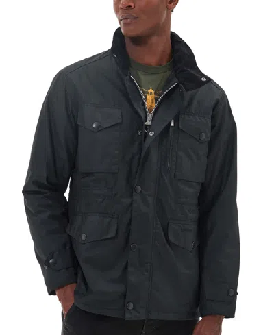 Barbour Winter Sapper Mens Wax Jacket In Black/black Slate