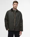 Barbour Men's Short Lorden Wax Mac Collar Jacket In Green