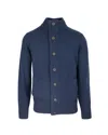 Barbour Elbow-patch Button-up Cardigan In Blue