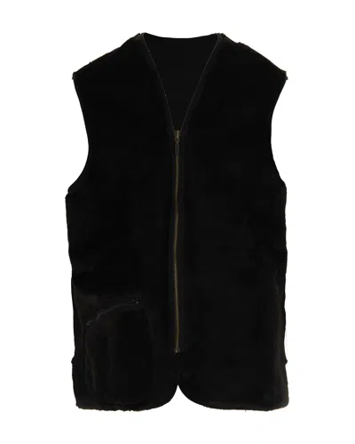 Barbour Men's Zip-front Shearling Vest In Black