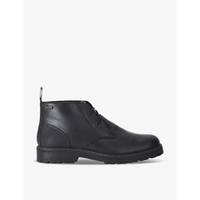Barbour Mens Black Maxwell Branded Leather Ankle Boots