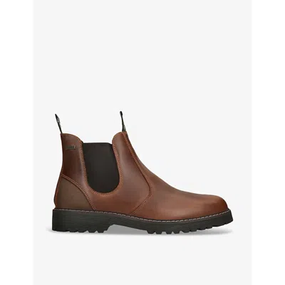 Barbour Mens Dark Brown Patton Pull-tab Leather Chelsea Boots