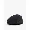 Barbour Mens  Press-stud Brim Waxed-cotton Flat Cap In Black