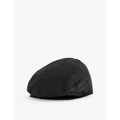 Barbour Mens  Press-stud Brim Waxed-cotton Flat Cap In Navy