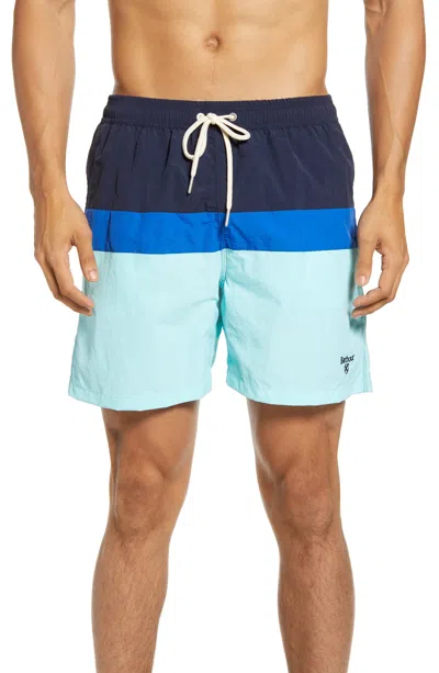 Barbour Mens  Shore Colorblock Swim Trunks - Blue In Multi